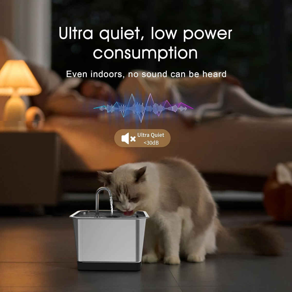3.5L Stainless Steel Cat Water Fountain with Motion Sensor E5559