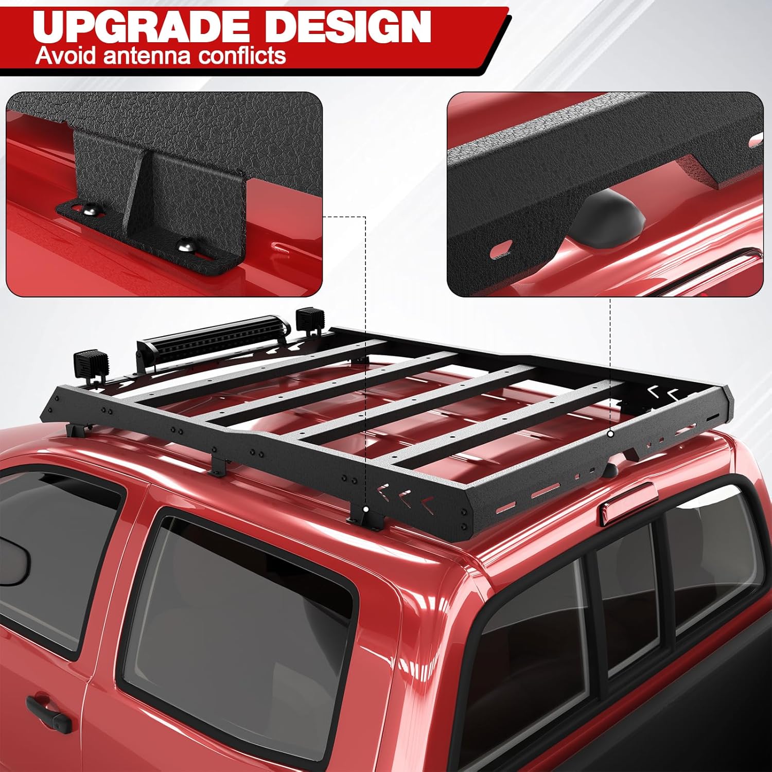Heavy Duty Roof Rack Cargo Carrier with 2 LED Lights and 1 Light Bar H906465