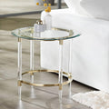 Clear Glass Round Side Table with Gold Rings P71112
