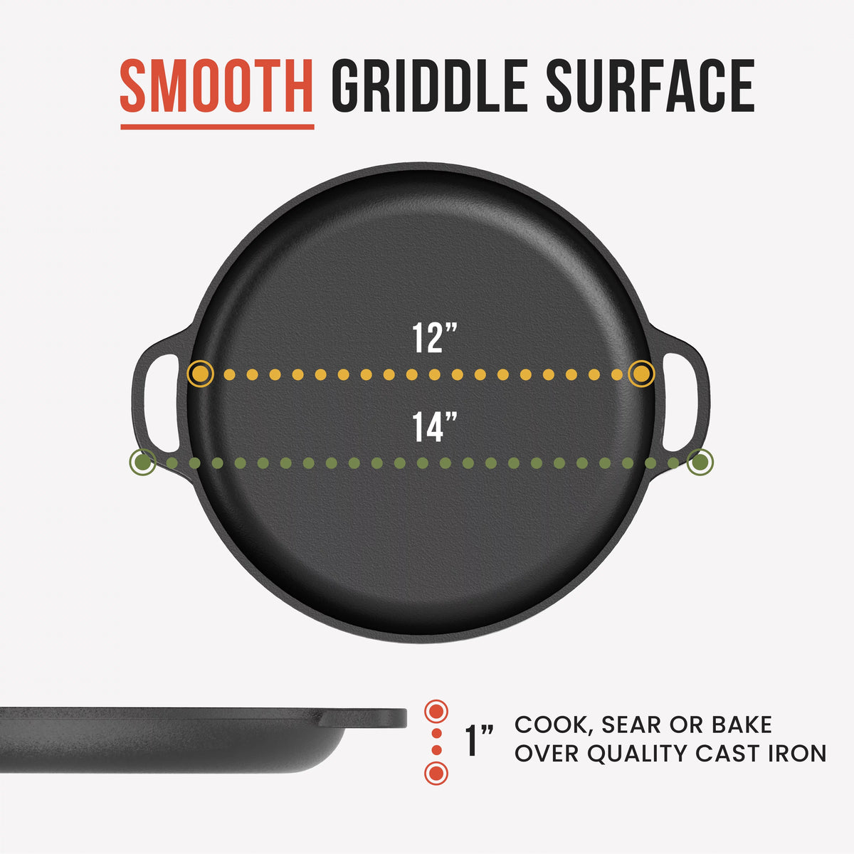 Black 12 in x 14 in x 1 in Cast Iron Baking Pizza Pan R8277