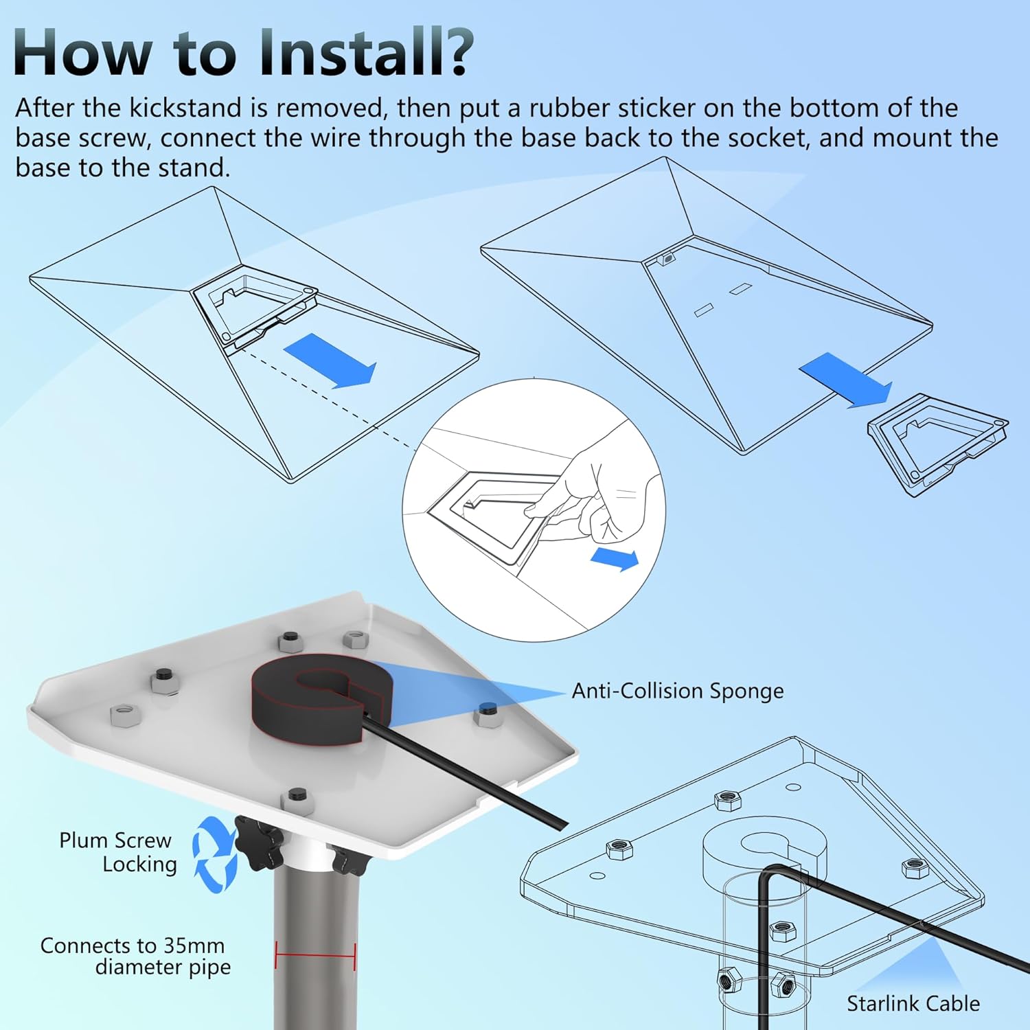 Wall Mount for Starlink Standard Gen3 Dish H57145