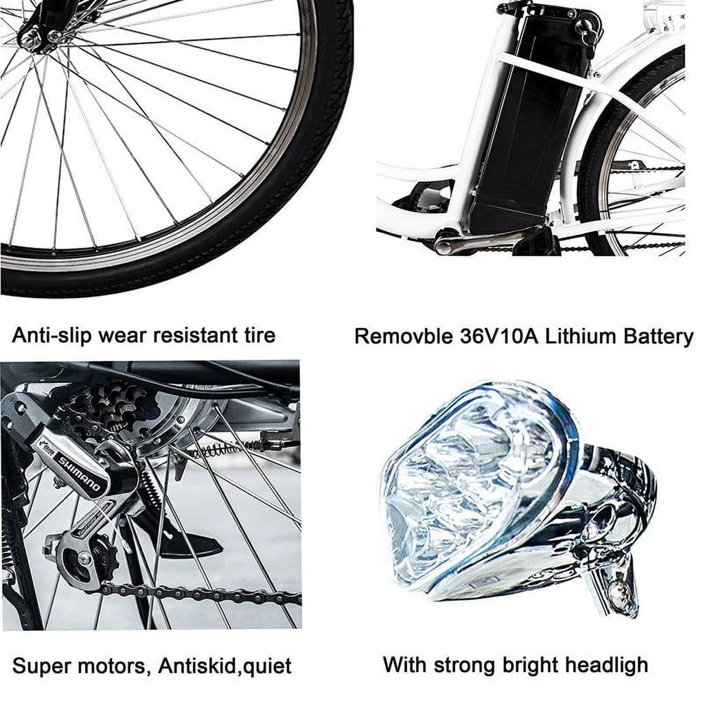 Camel White 26 In. 250W 36V 10A Electric Bicycle D2282