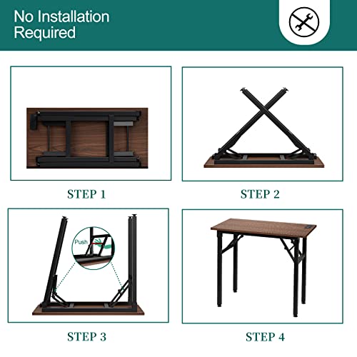 Rustic Brown Folding Desk with USB & Socket 31.5" H69857