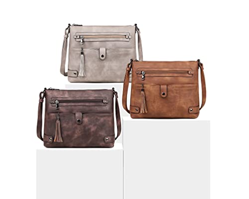 Large Leather Crossbody Bag with Multi Pocket U44106