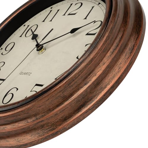 Retro Silent Non-Ticking Round Quartz Battery Operated Wall Clock 12 inch Bronze A525