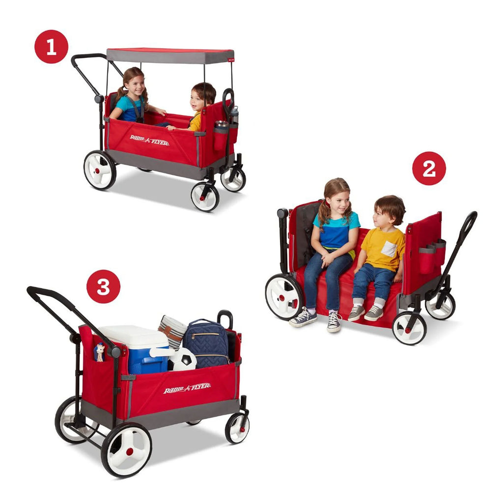 Red/Black Convertible Stroll N Wagon with Pull & Push Handle A971438