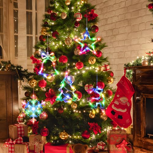 5Pack Christmas Window Lights with Timer, Battery Powered White LED Snowflake Decor C50355