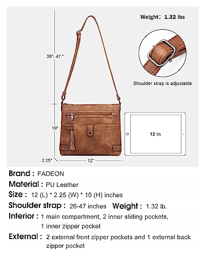 Large Leather Crossbody Bag with Multi Pocket U44106