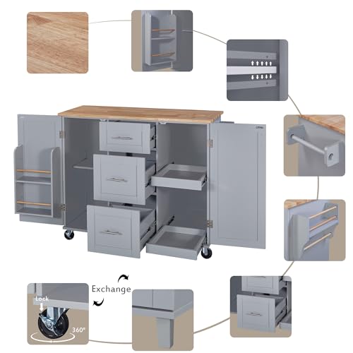 White Kitchen Island with Drop Leaf and 3 Drawer U3264