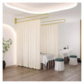 Beige Fabric Curtain Divider with Metal Pole, 2 Pack S288