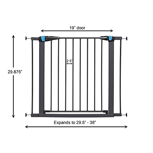 29 Inches Tall Walk-Through Steel Pet Gate, Graphite O79885