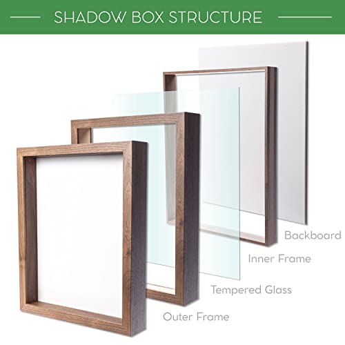 11” x 11” Dark Oak Wooden Shadow Box Frame with Tempered Glass Q821