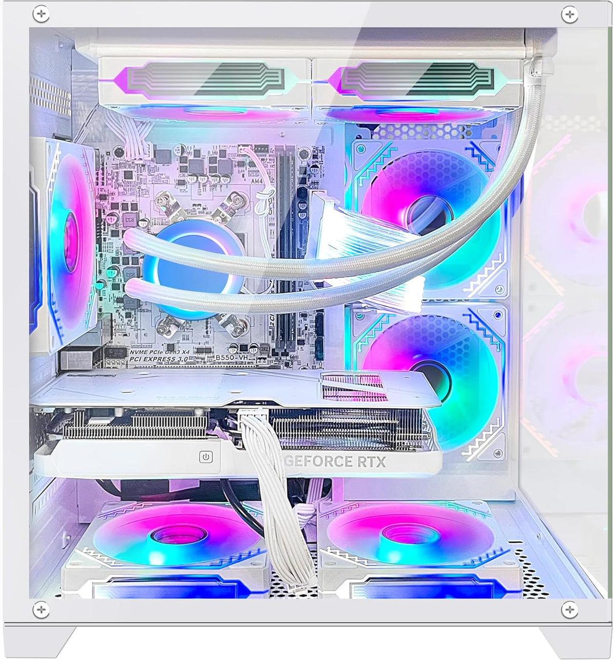 White Gaming PC with AMD Ryzen 5 5600X RTX 4060 16GB DDR4 RAM 1TB M.2 SSD X4555