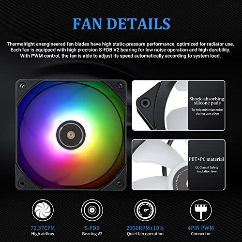 Black ARGB Water Cooling CPU Cooler with Double PWM Fans S532758