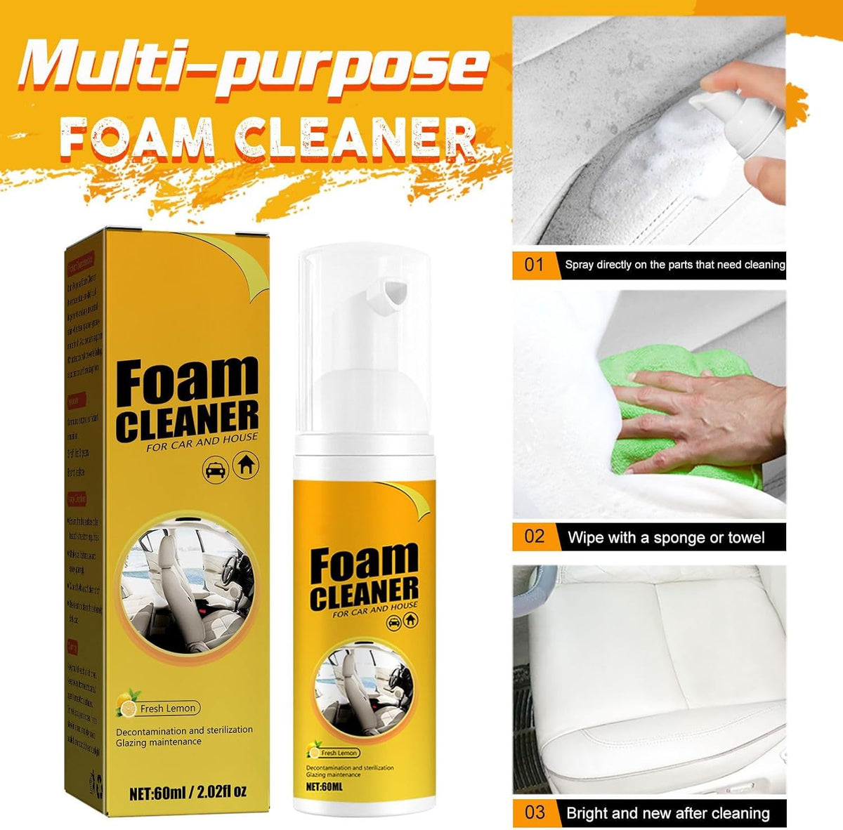 2PCS Multipurpose Foam Cleaner Lemon Flavor (100ml*2) V69623