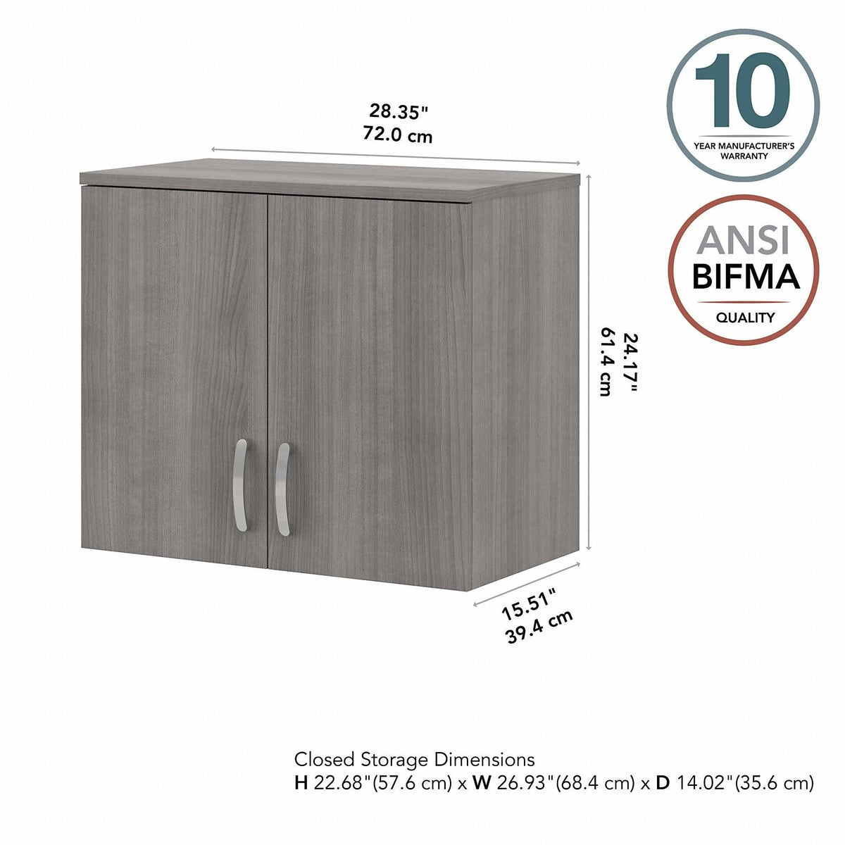 Platinum Gray Wall Cabinet with Doors and Shelves Y769312