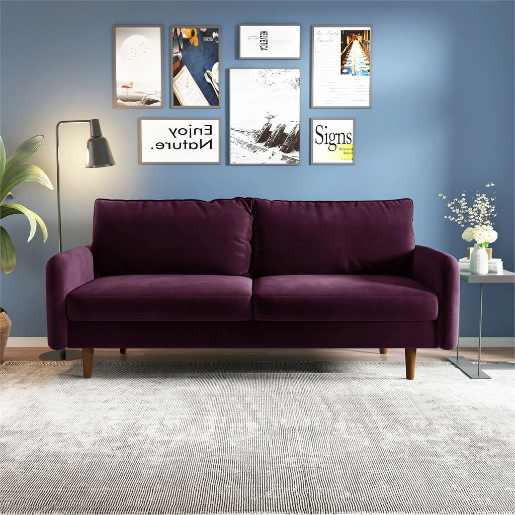 70" Upholstered Velvet Sofa in Purple J179760