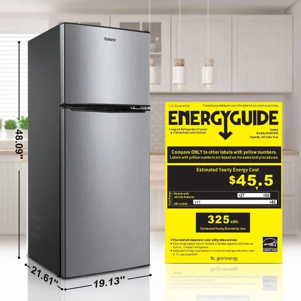 Stainless Steel Two Door Mini Refrigerator with Freezer S955