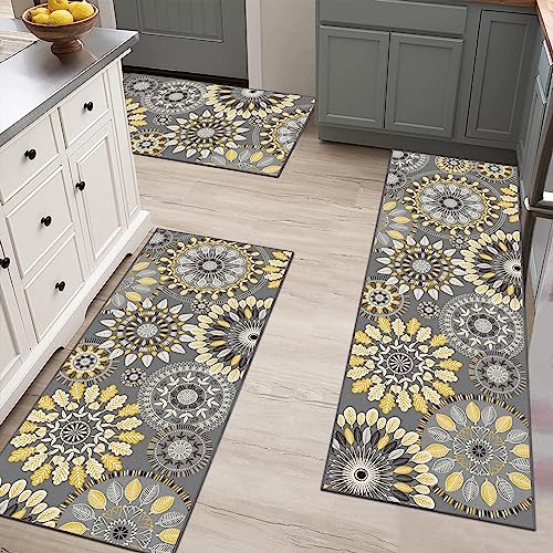 Farmhouse Kitchen Rugs Sets of 3, Non Slip Washable Kitchen Mat R25529