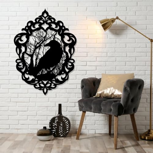 Gold Metal Crow Wall Art 13x19 in K25396