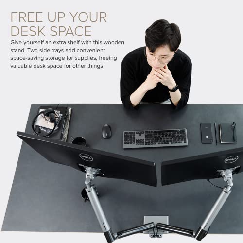 Dual Monitor Arm Mount Stand Desk Adjustable Full Motion VESA 17"-32" Display Grey Black G4827