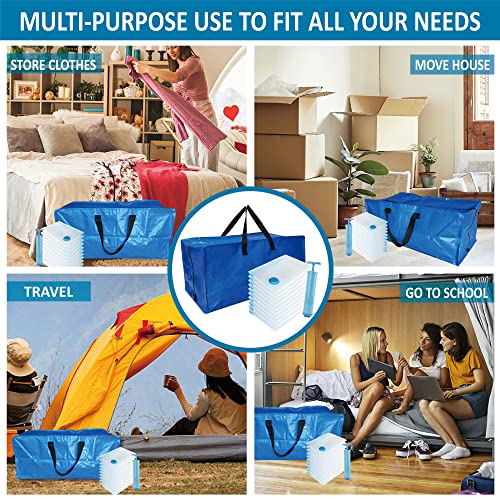 6 Pack Heavy Duty Extra Large Moving Bags with Backpack Straps & Vacuum Storage Bags Z169