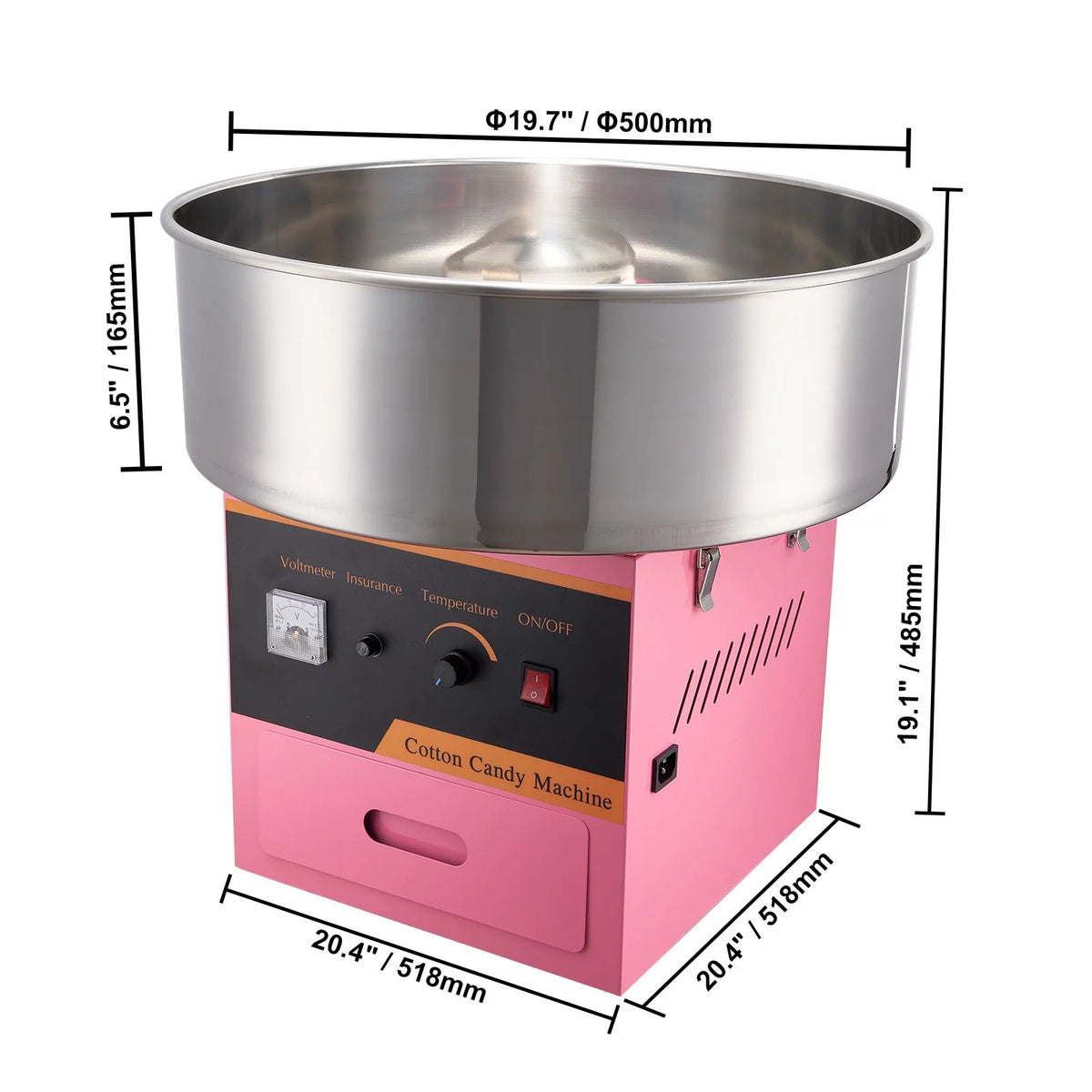 Pink 21 Inch Stainless Steel Cotton Candy Machine V689529