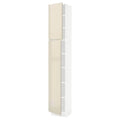 White High-Gloss Light Beige High Cabinet with shelves and 2 Doors E864
