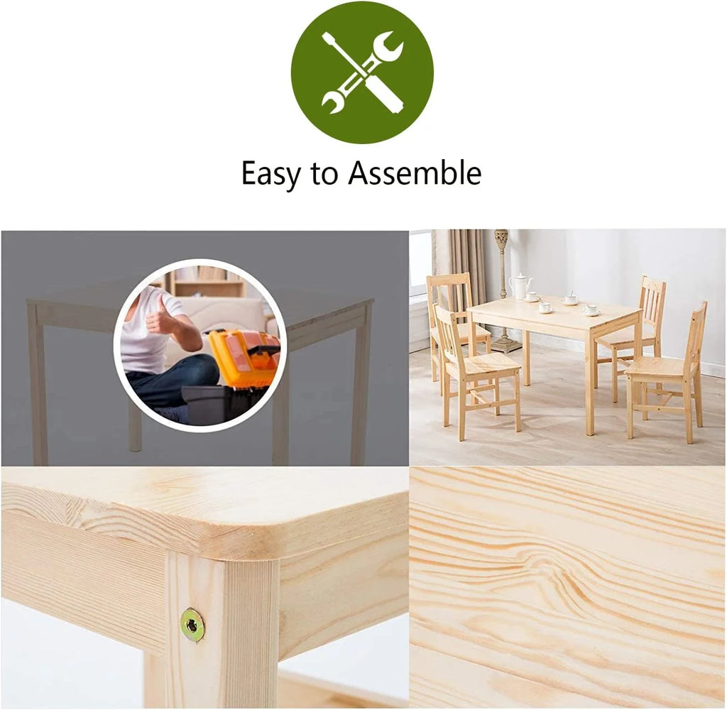 Pine Wood Dining Table Set with 4 Chairs I81847