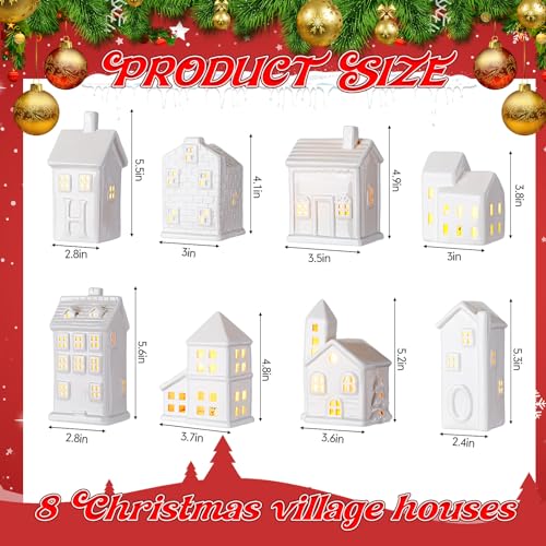 29 Pcs Ceramic Christmas Village Set with LED Houses C266554