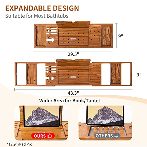 Teak Bathtub Tray with Expandable Handles C164