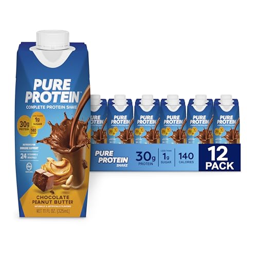 Strawberry Protein Shake, 30g Protein, 11oz Bottles, 12 Pack R9683