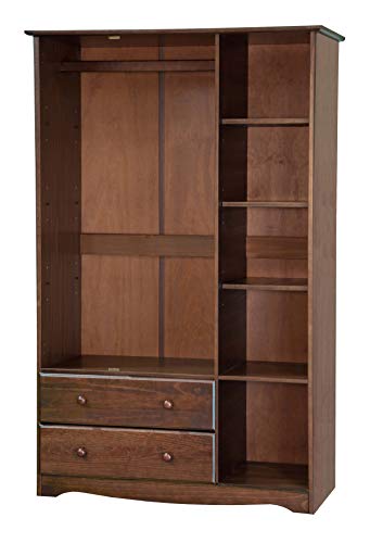 100% Solid Wood Armoire Wardrobe Closet, Java, 4 Shelves, 1 Clothing Rod, 2 Drawers, 1 Lock S495159