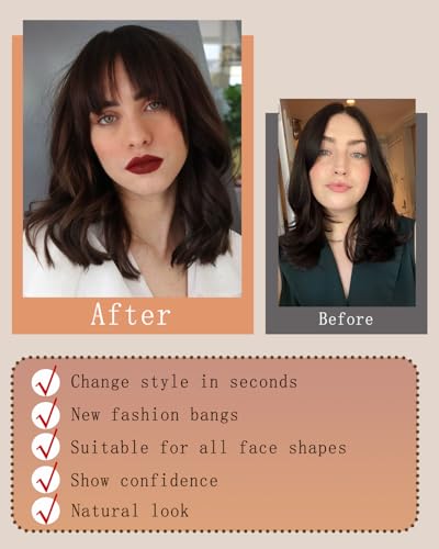 100% Real Human Hair Wispy Bangs Light Brown K923663