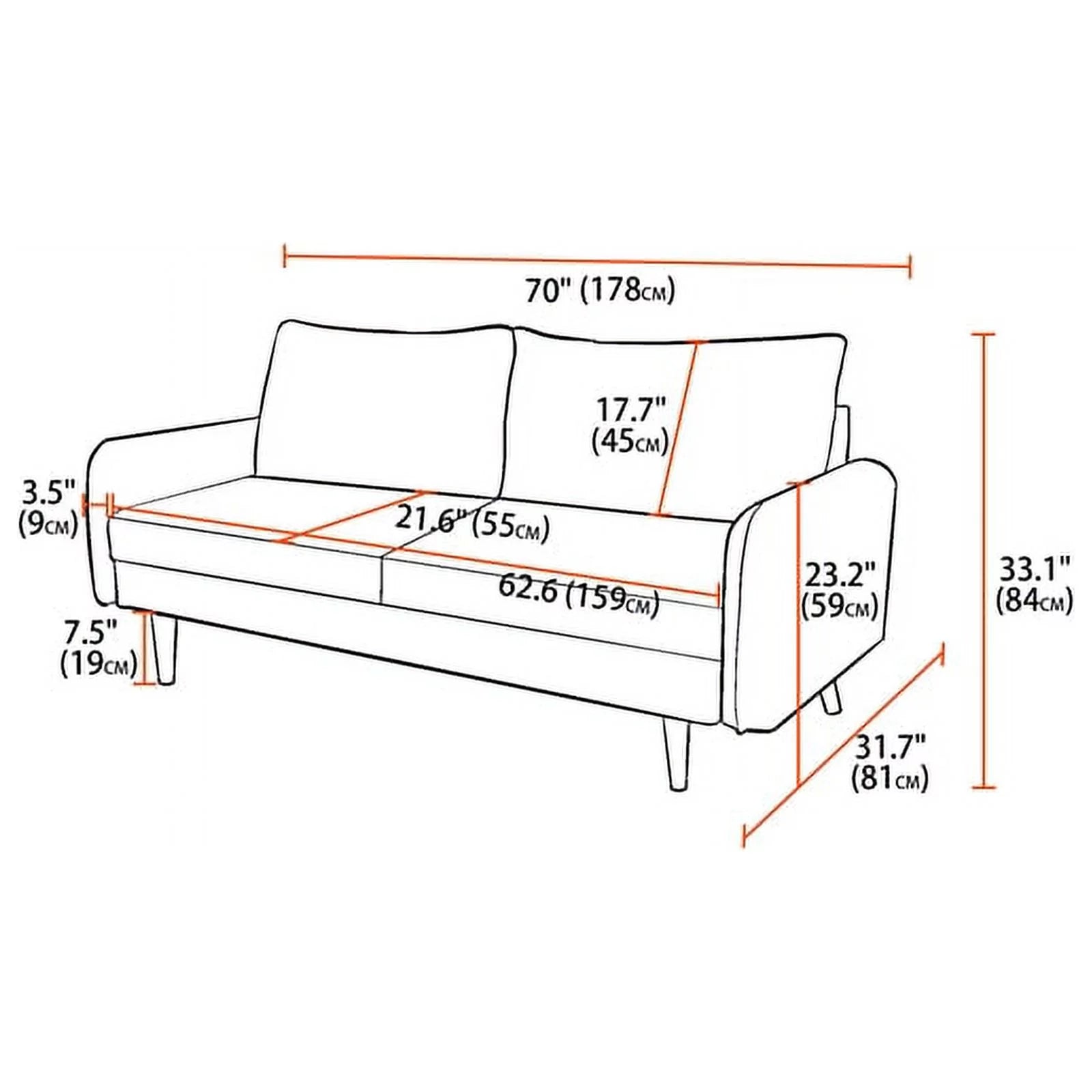 70" Upholstered Velvet Sofa in Purple J179760