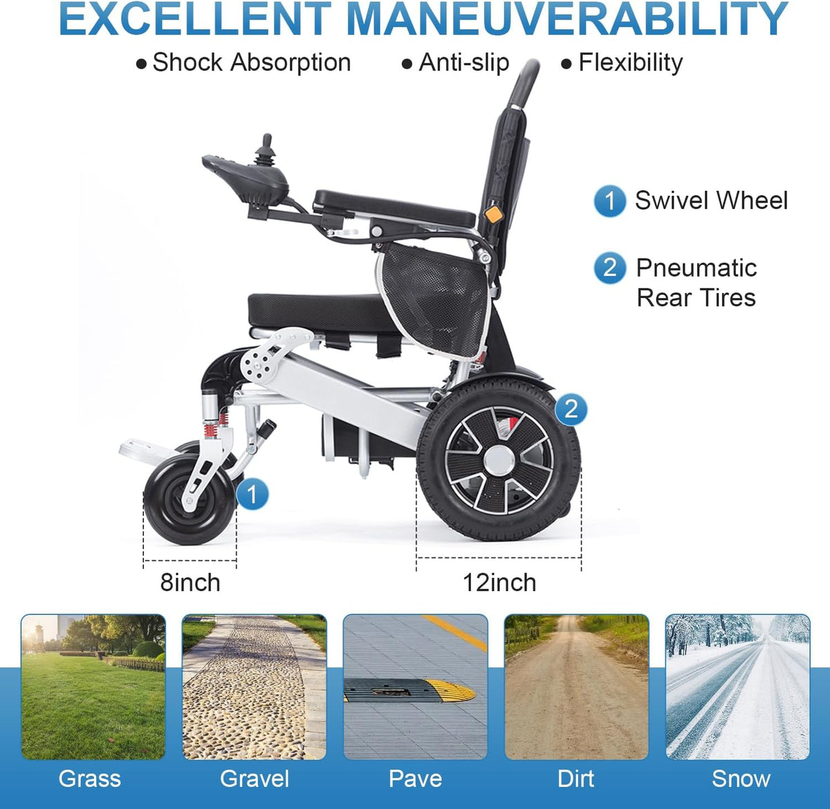 Lightweight Foldable Aluminium Alloy Electric Wheelchair A5387