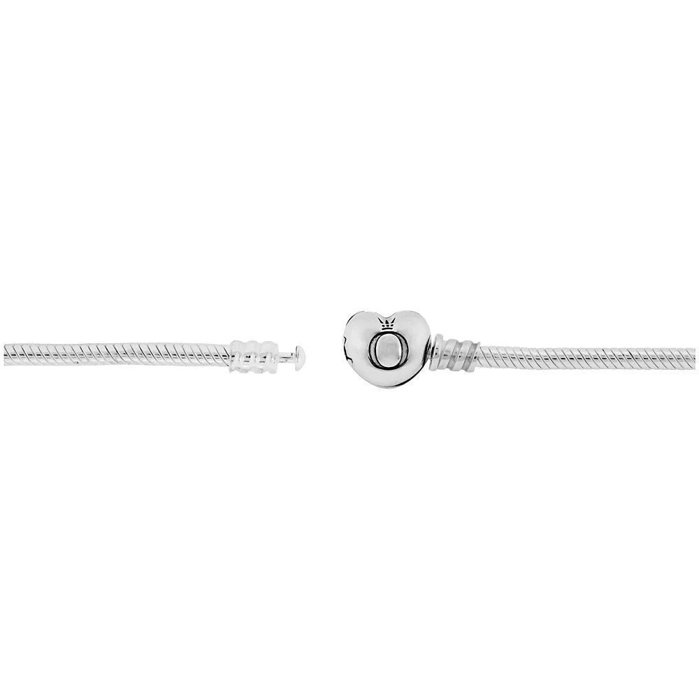 Sterling Silver Snake Chain Charm Bangle Bracelet S648