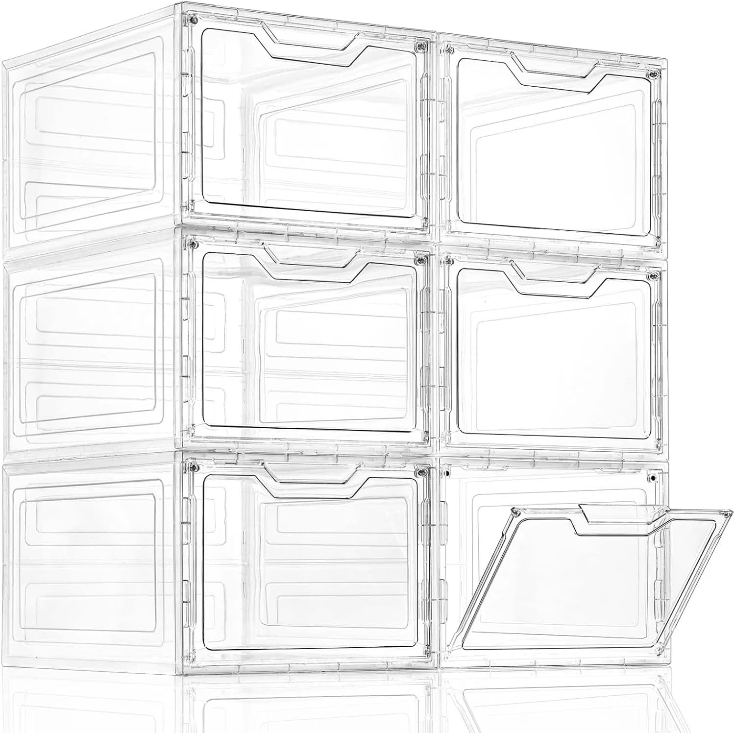 6 Pack Clear Stackable Plastic Storage Bins with Lids B545578