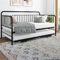 Black Metal Twin Daybed with Pop Up Trundle Bed B83178