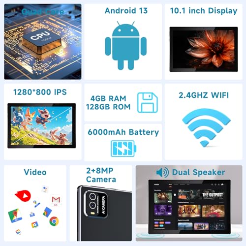 10 Inch 2 in 1 Tablet with Keyboard, 8 GB+128 GB+1 TB, Black R2890