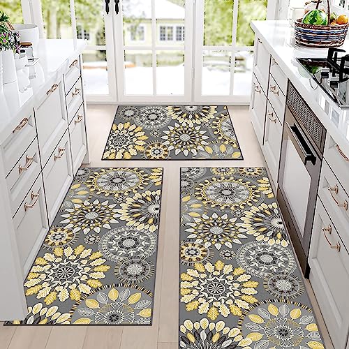 Farmhouse Kitchen Rugs Sets of 3, Non Slip Washable Kitchen Mat R25529
