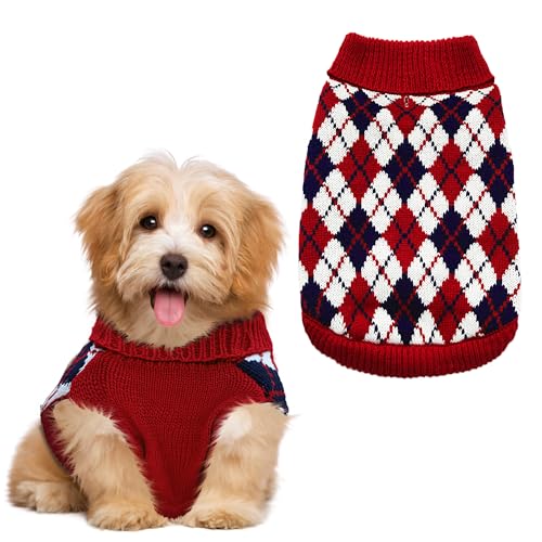 Red Argyle Knit Dog Sweater V262769