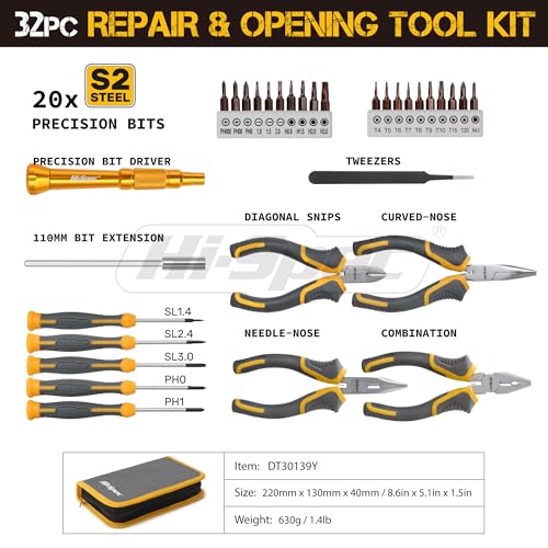 32pc Electronics Repair Tool Kit Set with Precision Small Screwdrivers P73693