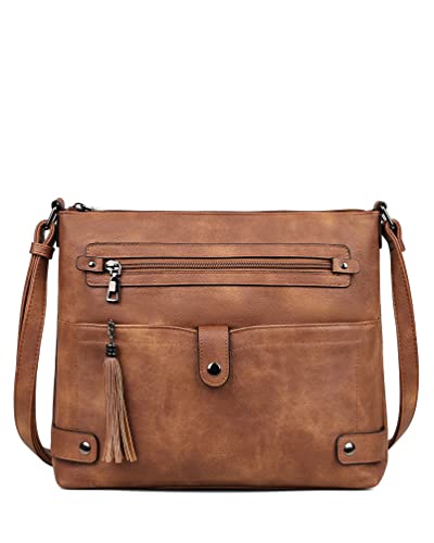 Large Leather Crossbody Bag with Multi Pocket U44106