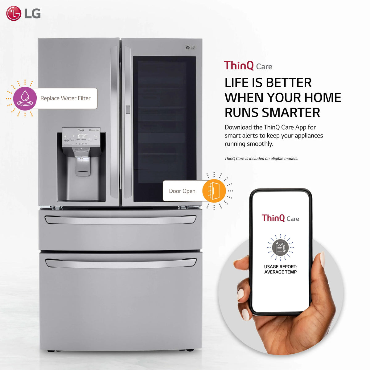 36 Inch Counter Depth Smart French Door Refrigerator P941
