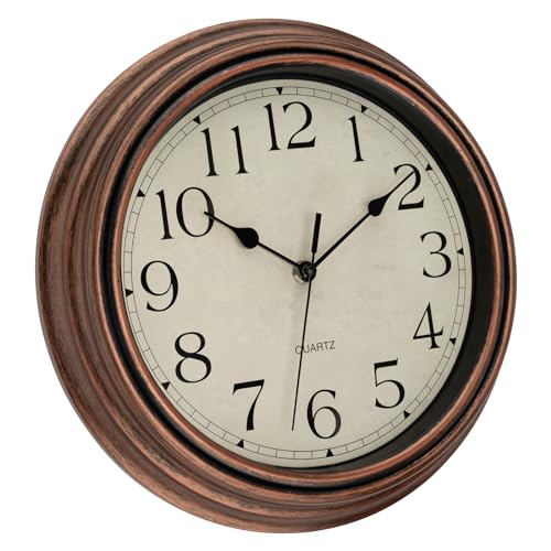 Retro Silent Non-Ticking Round Quartz Battery Operated Wall Clock 12 inch Bronze A525