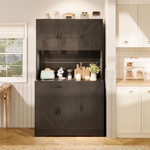 72" Tall Storage Cabinet with Adjustable Shelves & Steel Frame, Dark Grey G496772
