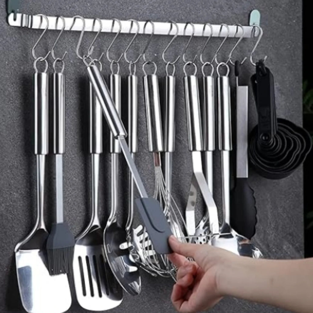 38 Piece Stainless Steel Kitchen Utensil Set with Utensil Holder Rack O939331