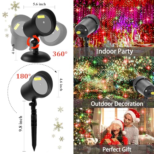 Red & Green Stars Motion Laser Christmas Lights Projector S7738