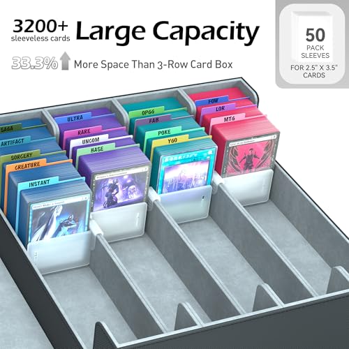 4-Row Trading Card Storage Box with 50 Sleeves & 24 Dividers R717